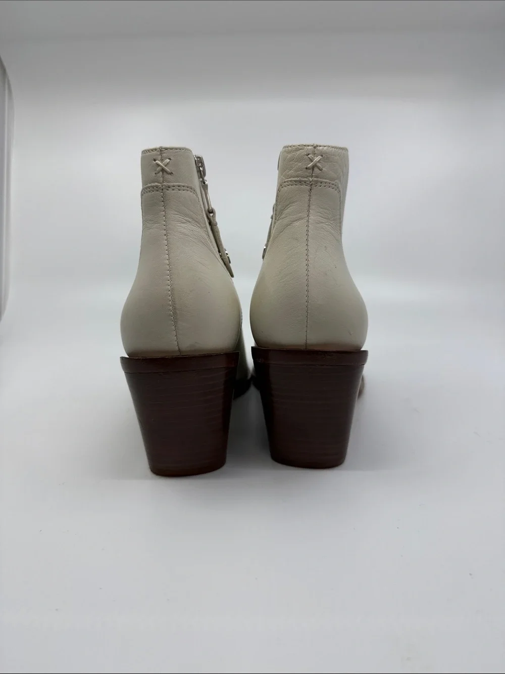 rag & bone Razor Leather Ankle Boots in Antique White Size 37.5